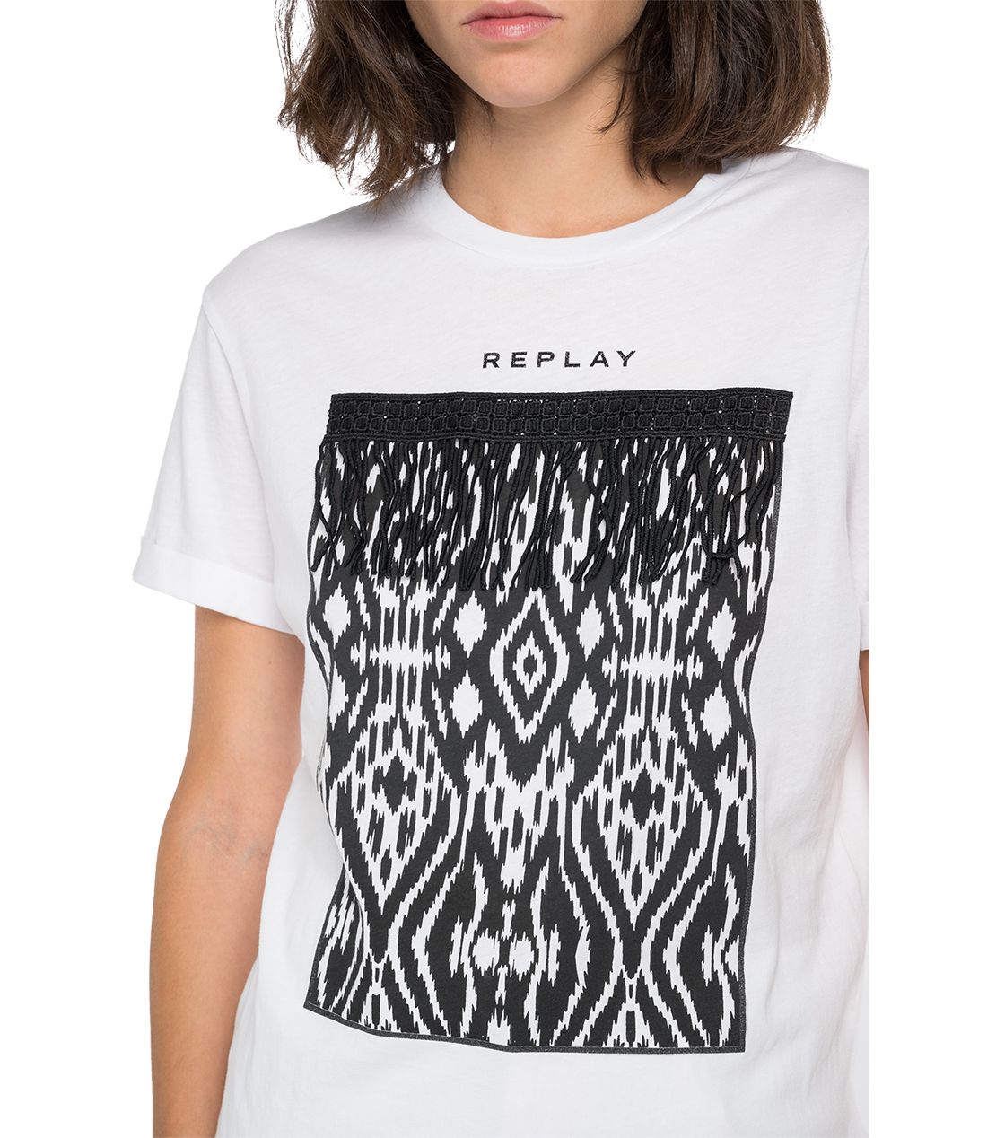 ライトコットンジャージーTシャツイカットプリント 詳細画像 オプティカルホワイト 5